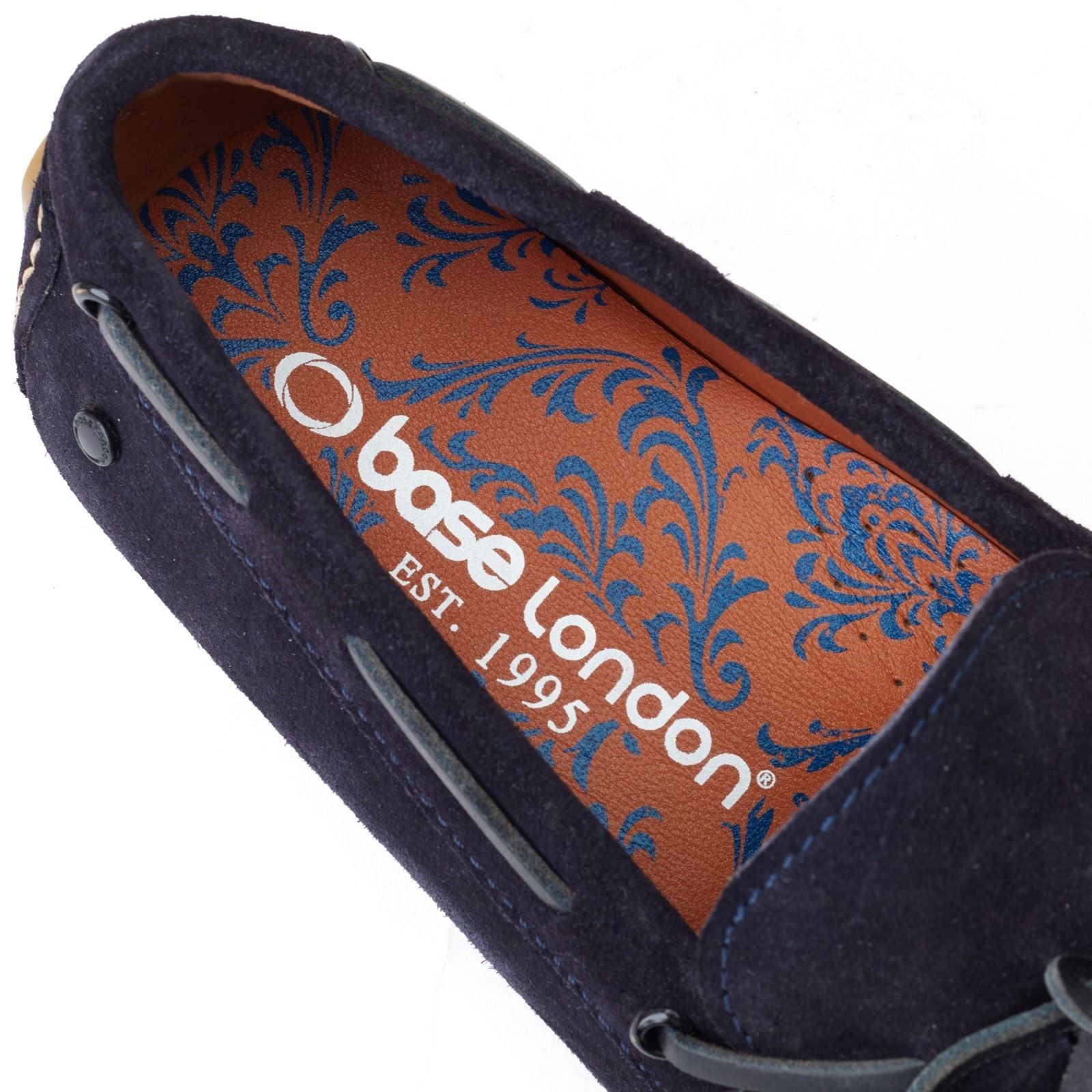 Base London Brooks Mocassins En Cuir Pour Hommes Bleu Marine