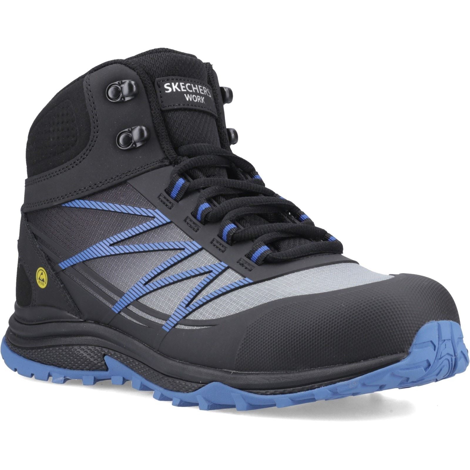 Skechers Workwear Puxal Firmle Bottes De Sécurité En Cuir Pour Hommes Noires/Bleues