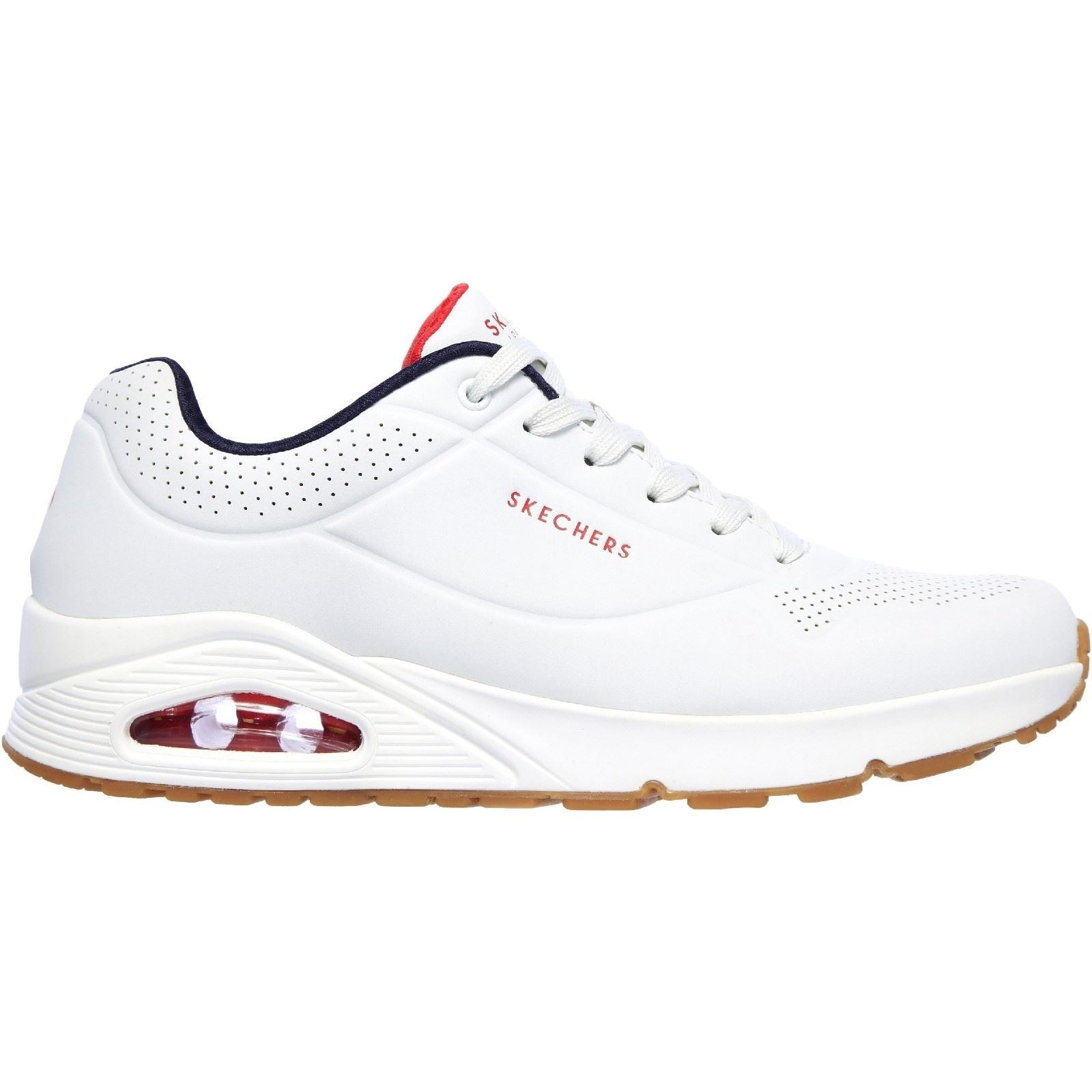 Skechers Uno Stand On Air Baskets Synthétiques Pour Homme Blanc/Marine/Rouge