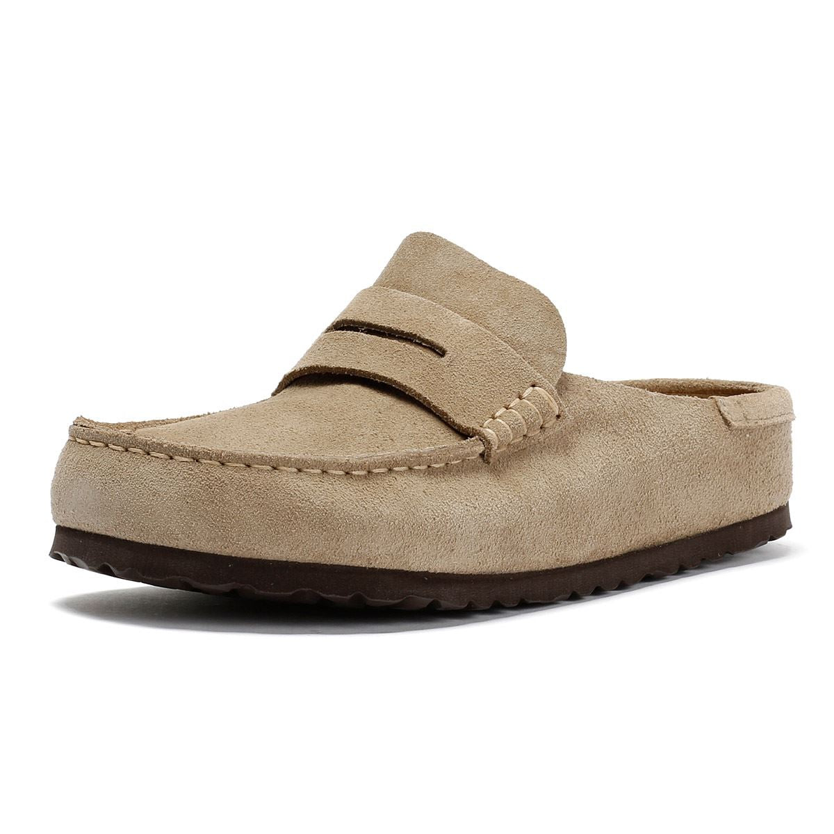 Birkenstock Naples Regular Sabots En Suède Beige