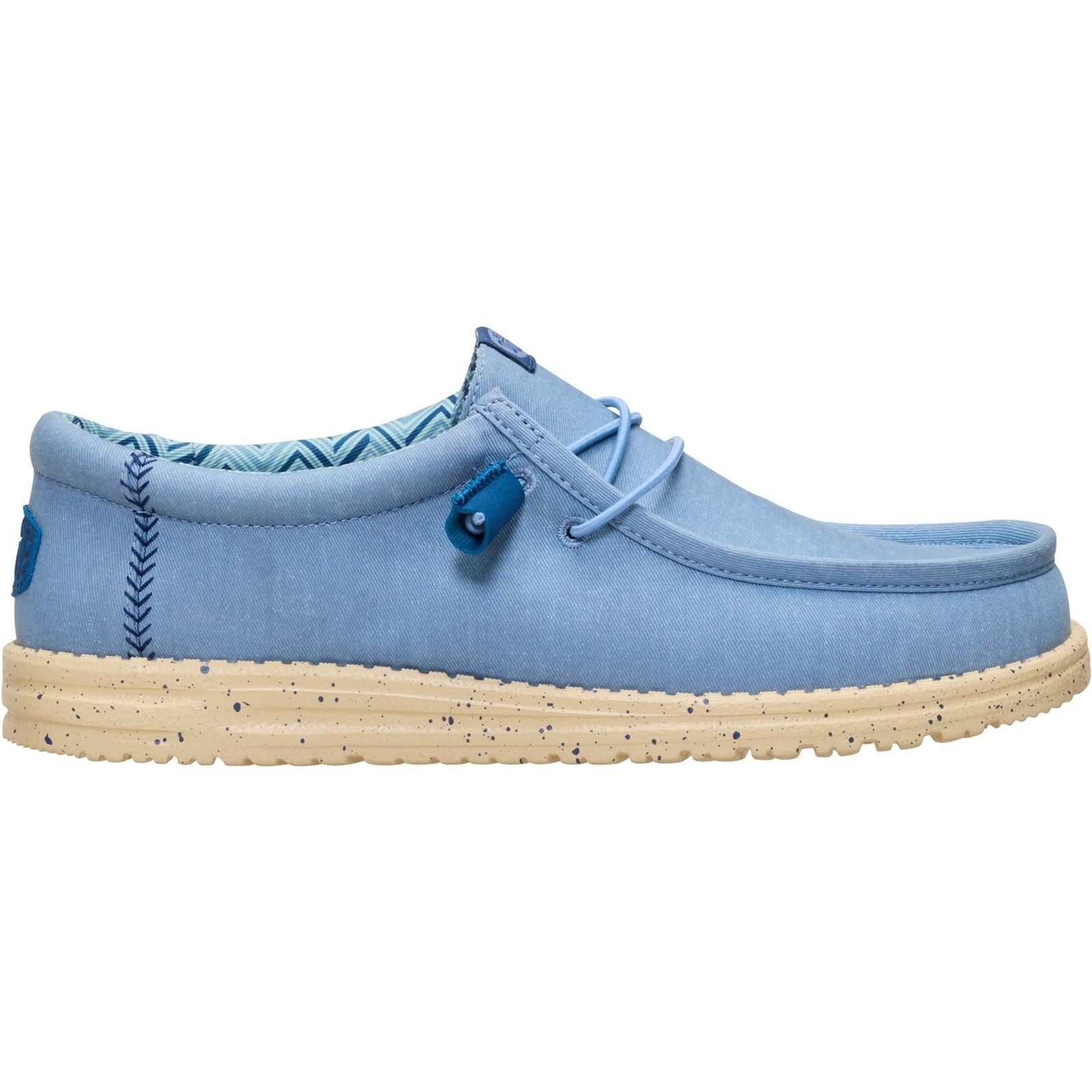 HEYDUDE Wally Stretch Canvas Mocassins En Denim Délavé/Tan Boulder Pour Hommes