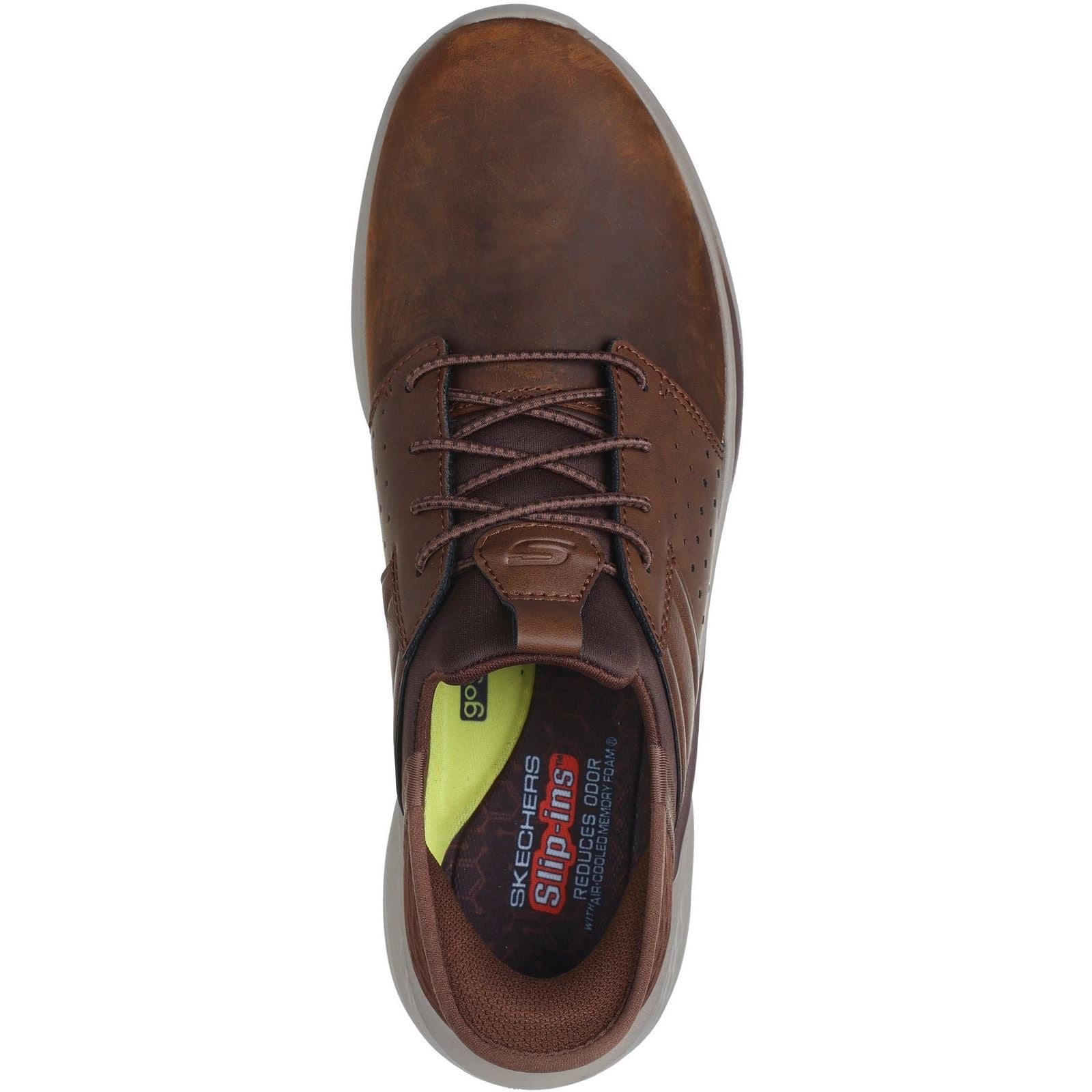 Skechers Slade Zachary Chaussures À Lacets Pour Homme En Textile Marron Foncé À Large Ajustement