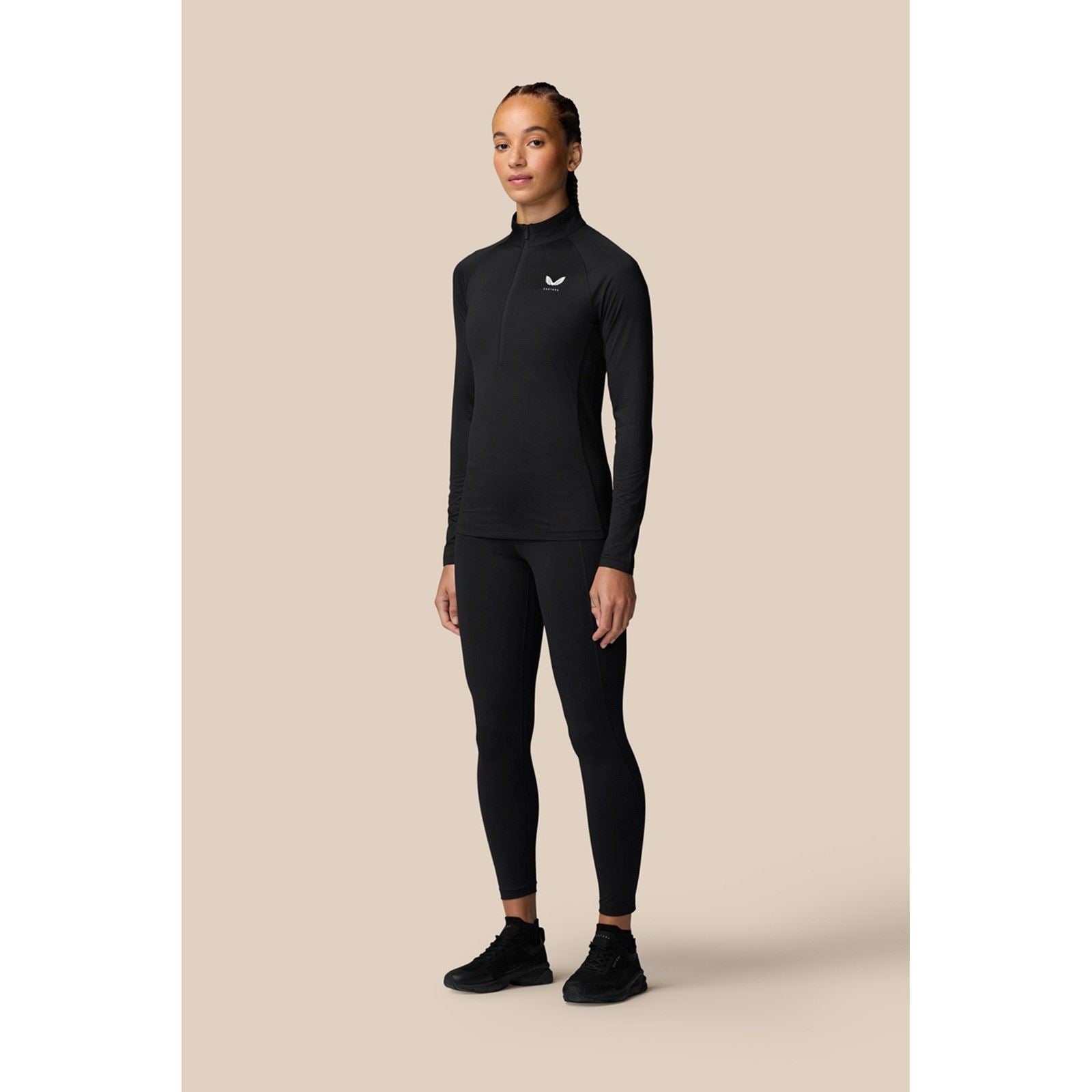 Castore 1/2 Zip Long Sleeve Top T-Shirts Actifs Pour Femmes En Polyester Noir