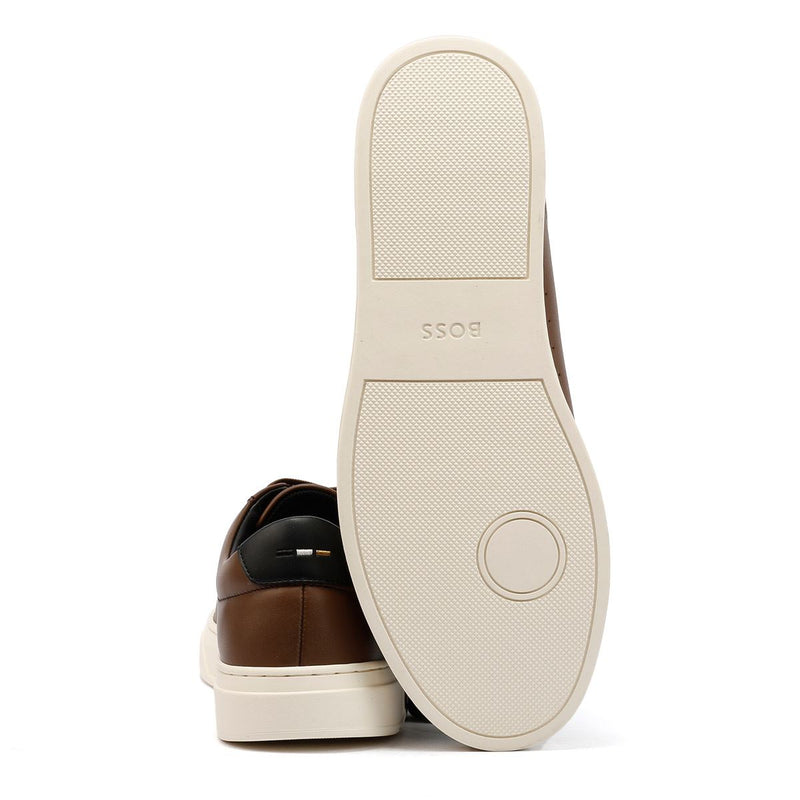 Boss Kieran Tennis Baskets En Cuir Marron Pour Hommes