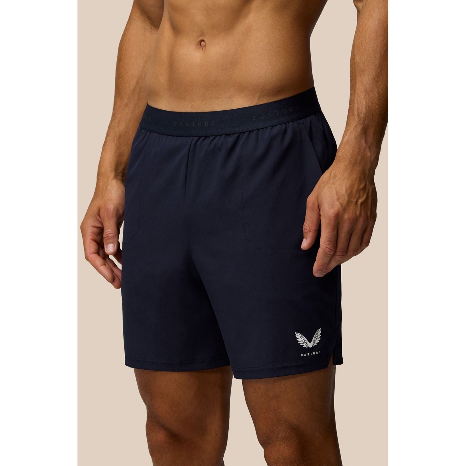 Castore Branded Elastic Shorts Shorts De Sport Bleus En Polyester Pour Homme