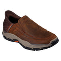 Skechers Respected Elgin Chaussures Mocassins Pour Homme En Cuir Marron Foncé
