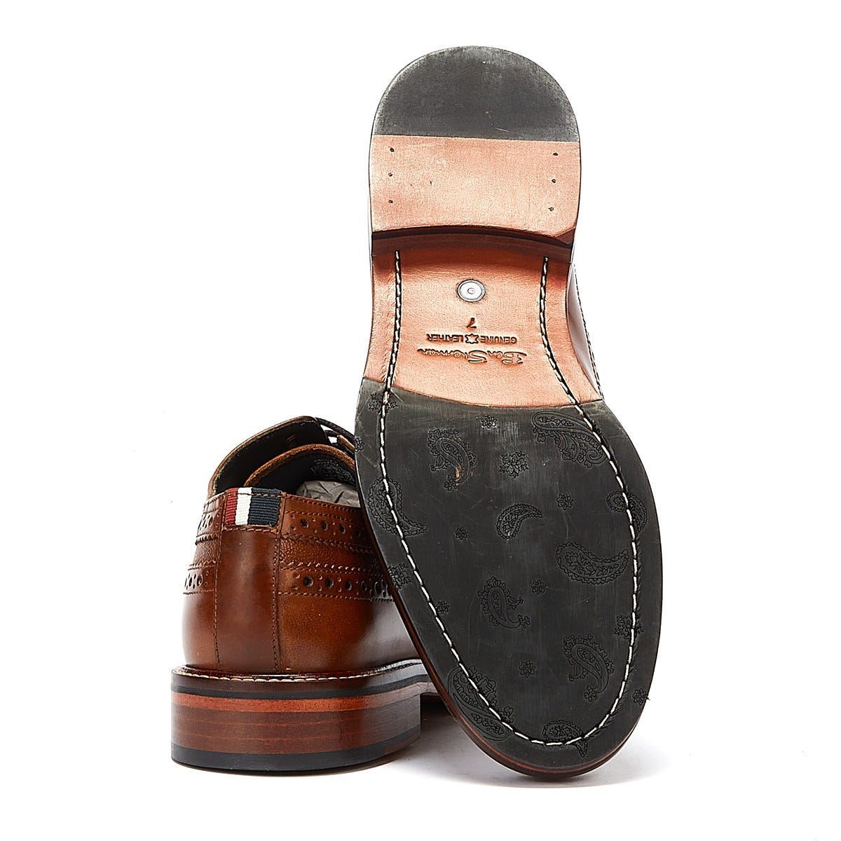 Ben Sherman Archie Brogue Chaussures En Cuir Marron À Lacets Pour Homme