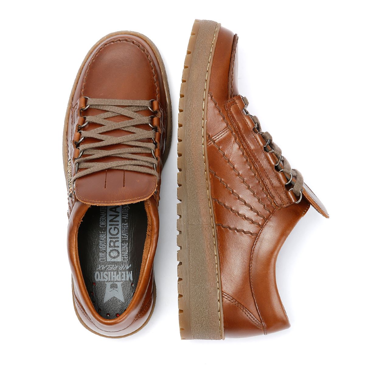 Mephisto Rainbow Heritage 4778 Chaussures En Cuir Pour Hommes Brunes À Lacets