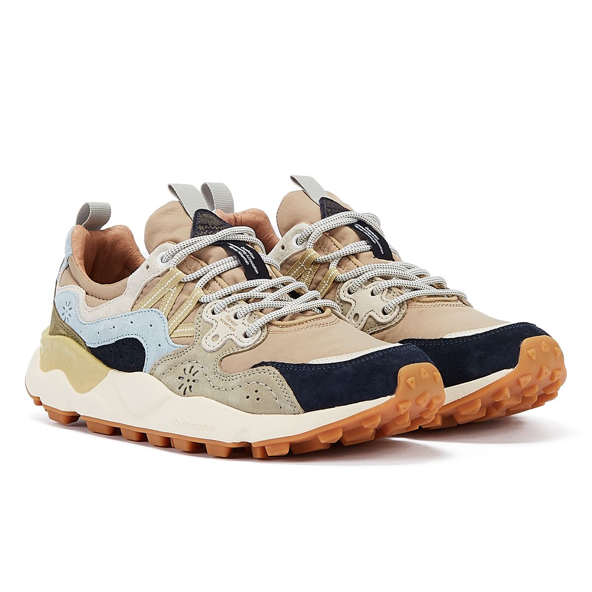 Flower Mountain Yamano 3 Baskets En Daim Beige/Bleu Pour Homme