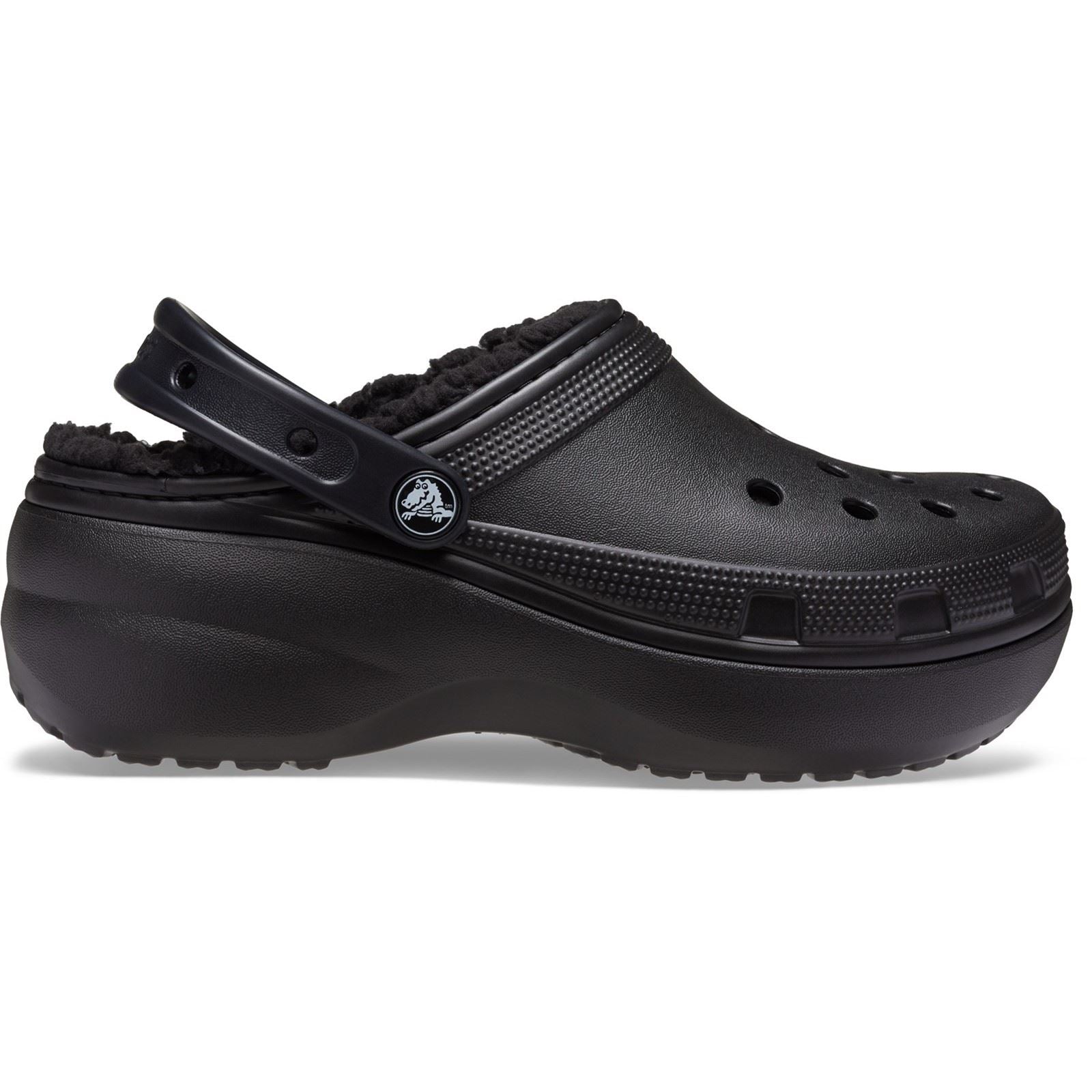 Crocs Classic Platform Lined Sabots Noirs pour Femmes en Thermoplastique