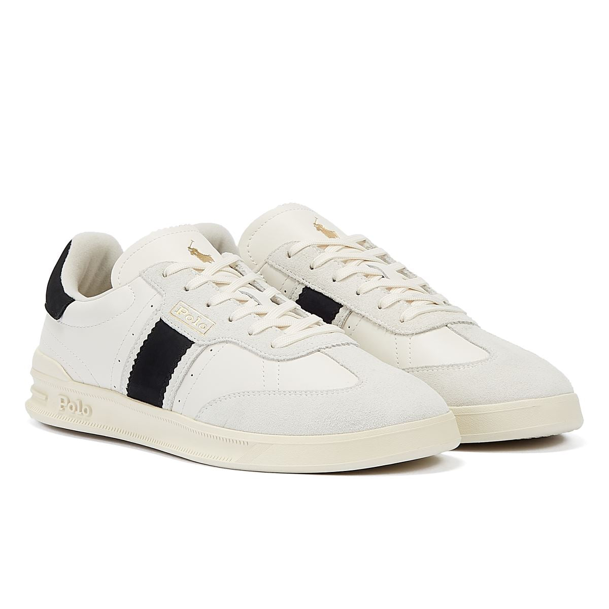 Ralph Lauren Heritage Aera Baskets Blanches/Noires Pour Hommes