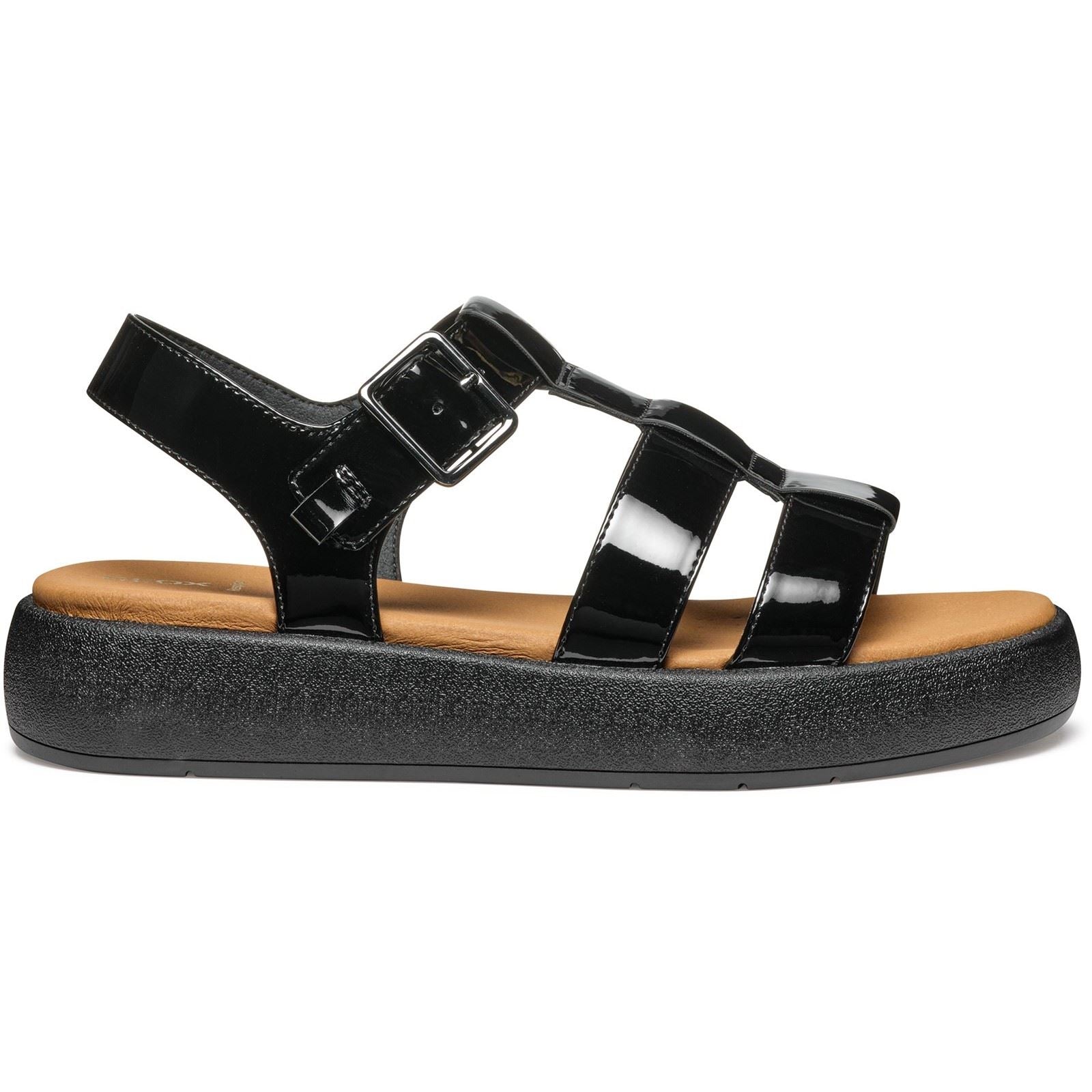 Geox D CAMALEI Sandales Noires En Polyuréthane Synthétique Pour Femmes