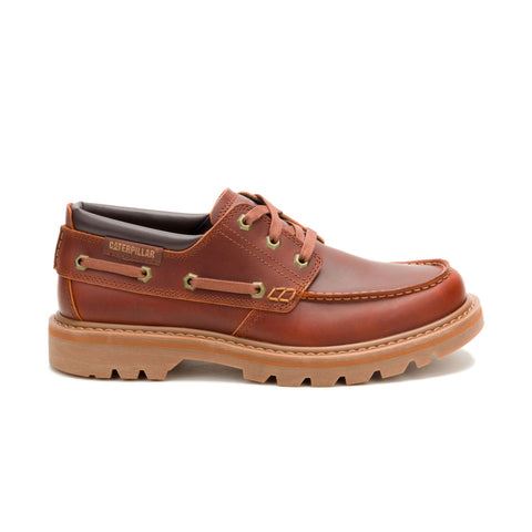 Caterpillar Colorado Boat Lo Chaussures En Cuir Pour Hommes Brunes À Lacets