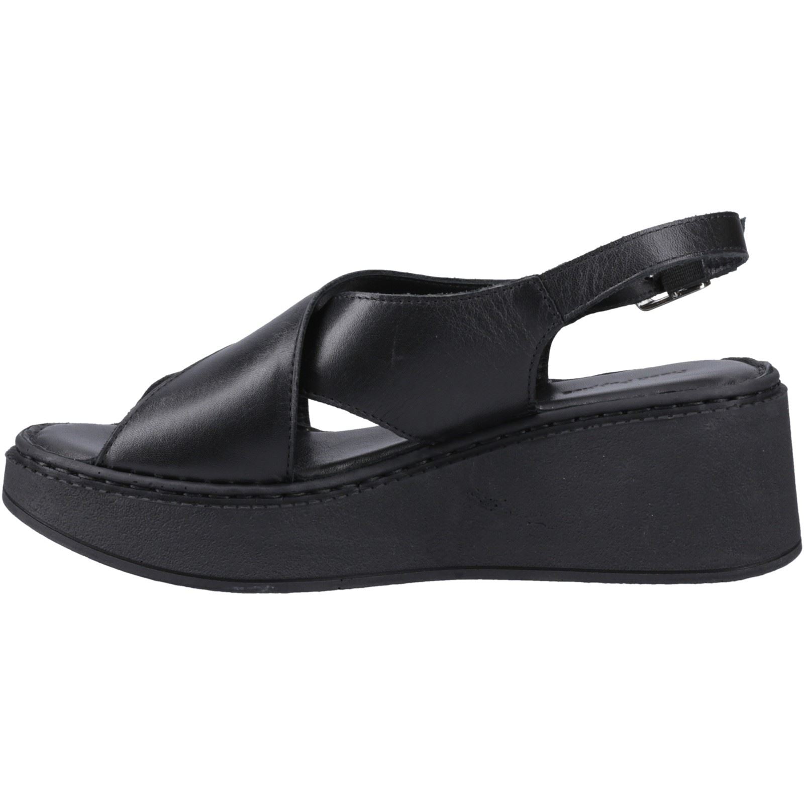 Hush Puppies Bex Wedge Escarpins Compensés Noirs En Nubuck Pour Femmes