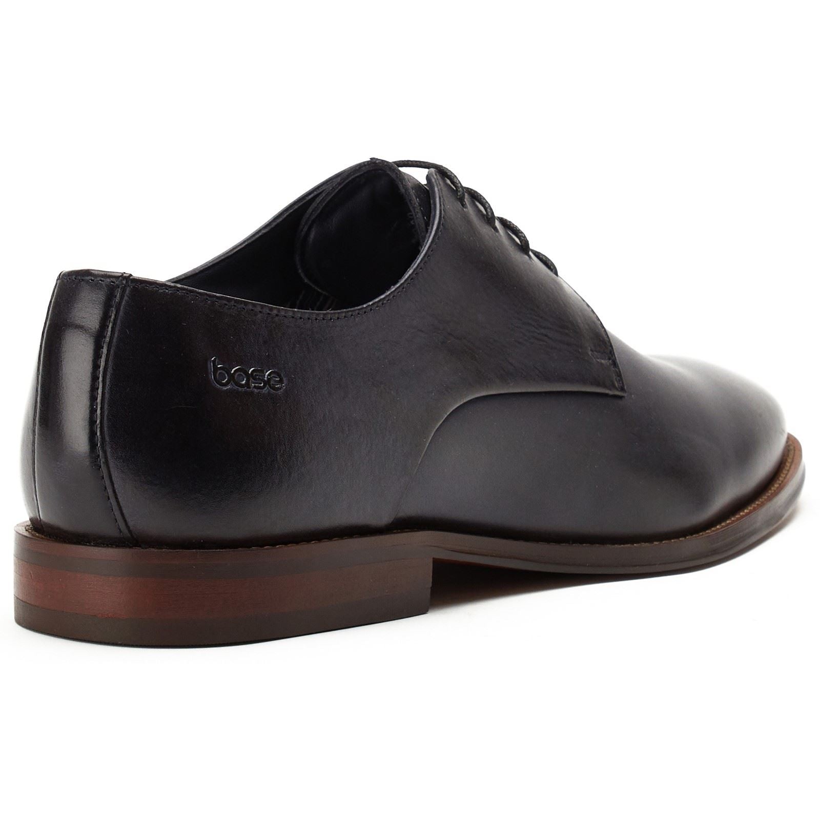 Base London Marley Derby Chaussures À Lacets En Cuir Pour Hommes, Bleu Marine