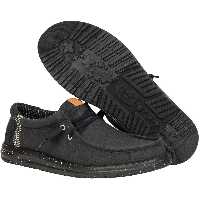 HEYDUDE Wally Elevated Basics Chaussures De Bateau Noires En Tissu Pour Hommes