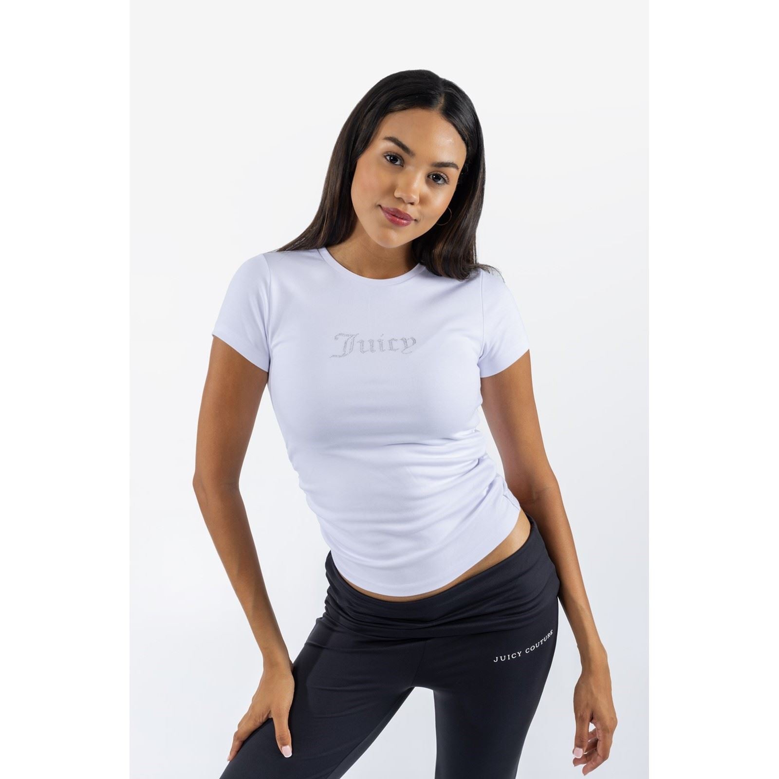 Juicy Couture Dot Ruched T-Shirt Blanc Pour Femme En Modal