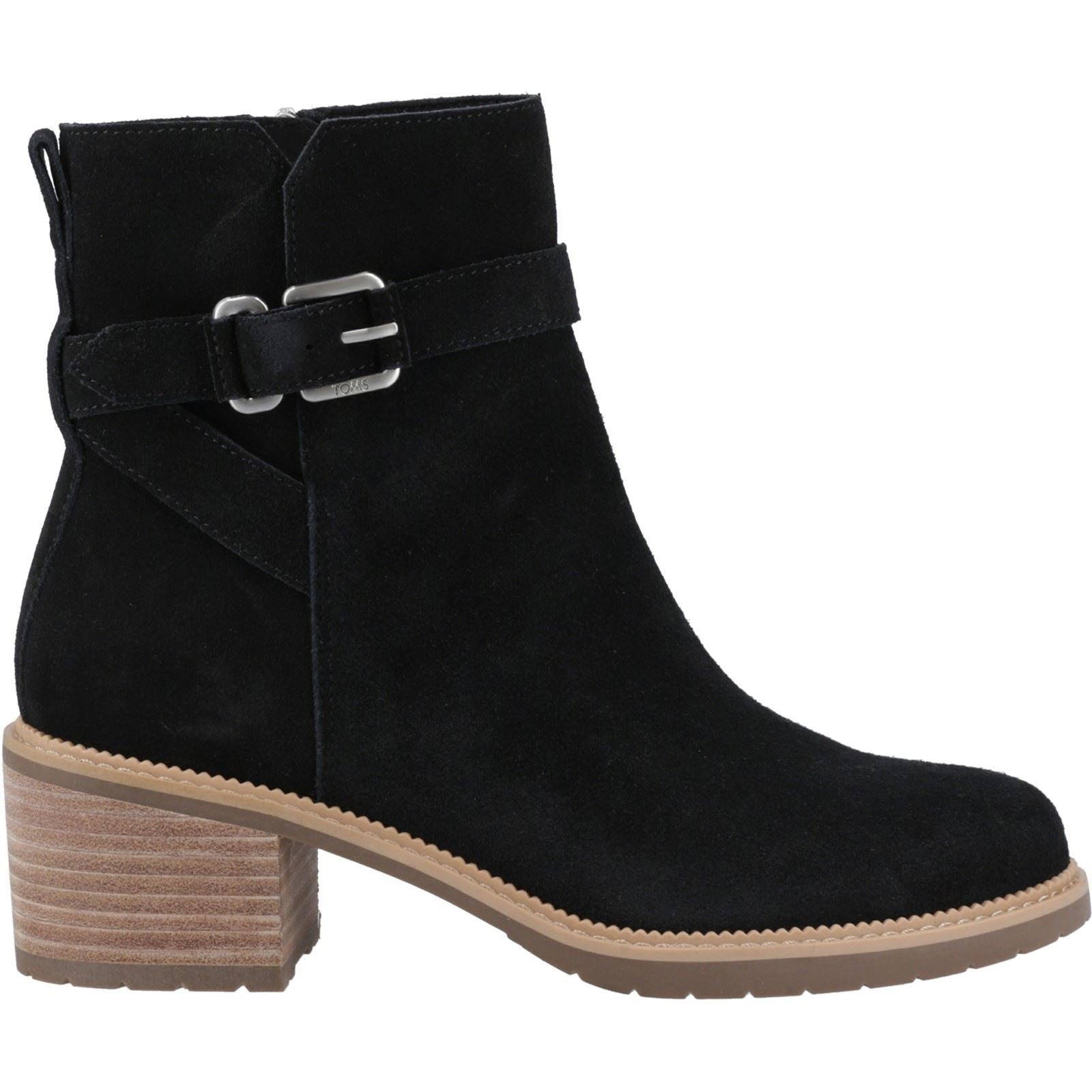 TOMS Hailey Buckle Bottines Noires À Talons En Cuir Pour Femmes