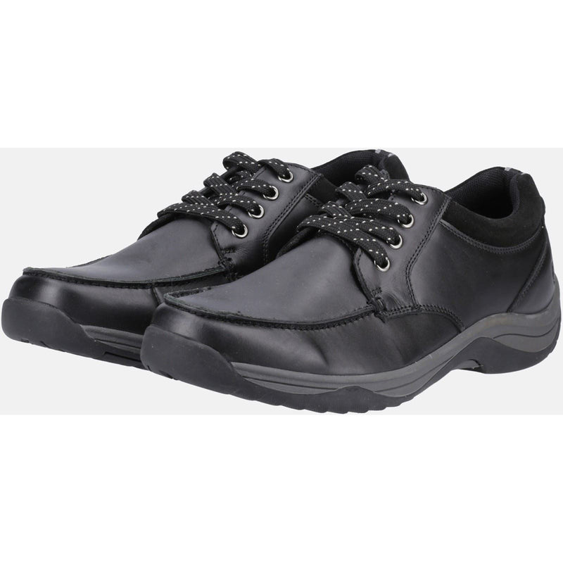 Hush Puppies Derek Chaussures En Cuir Noir À Lacets Pour Hommes