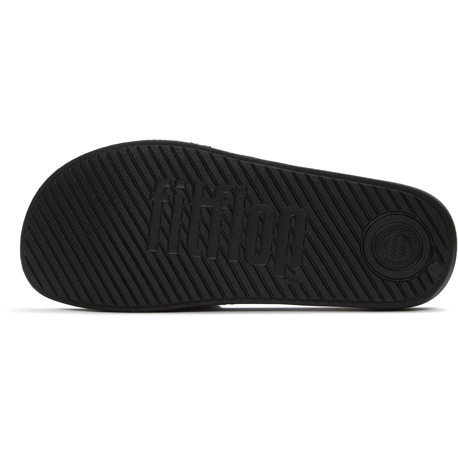 Fitflop iQushion Pool Slides Sandales Noires Tout En Polyuréthane Pour Hommes