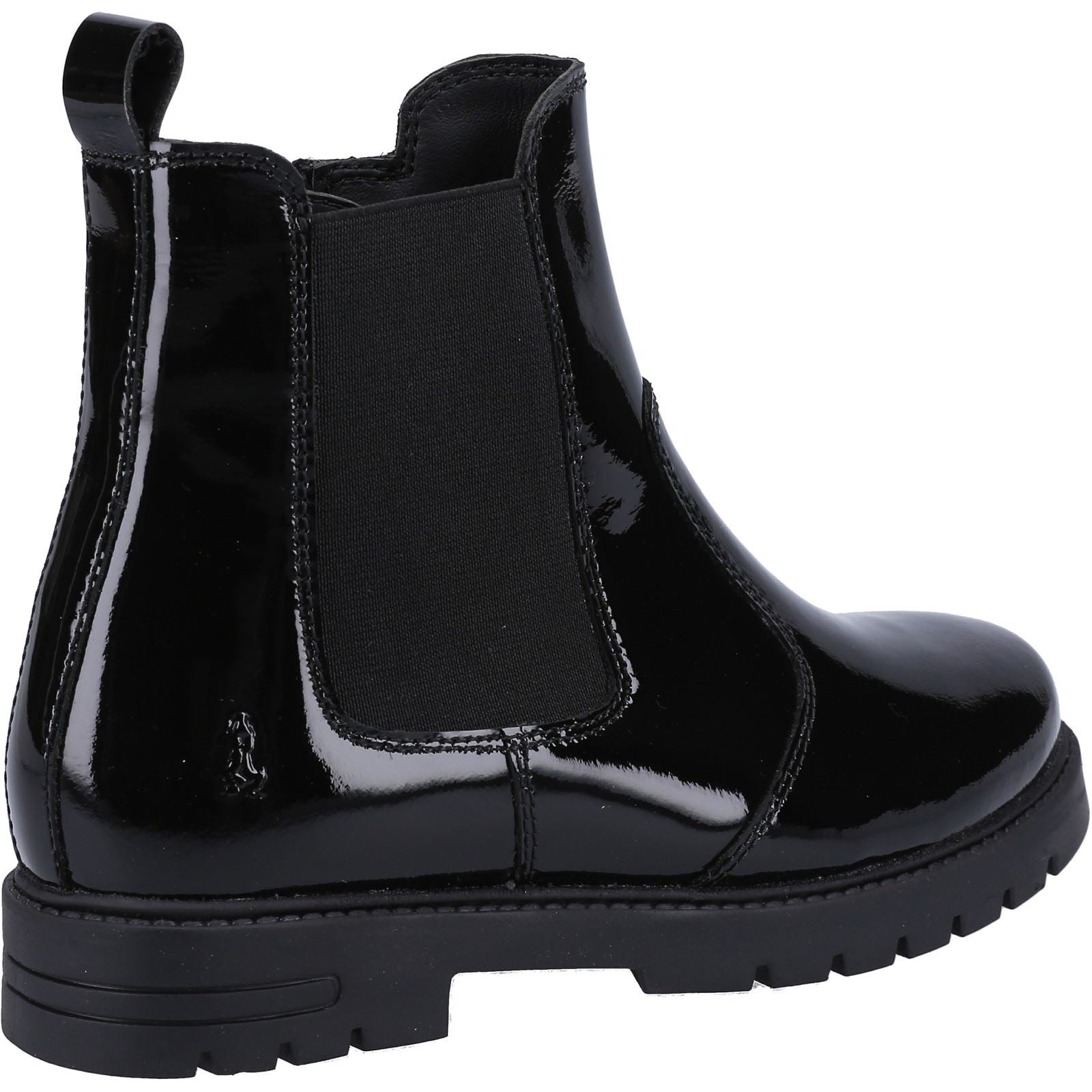 Hush Puppies Laura Patent JNR Chaussures Noires Pour Filles En Cuir