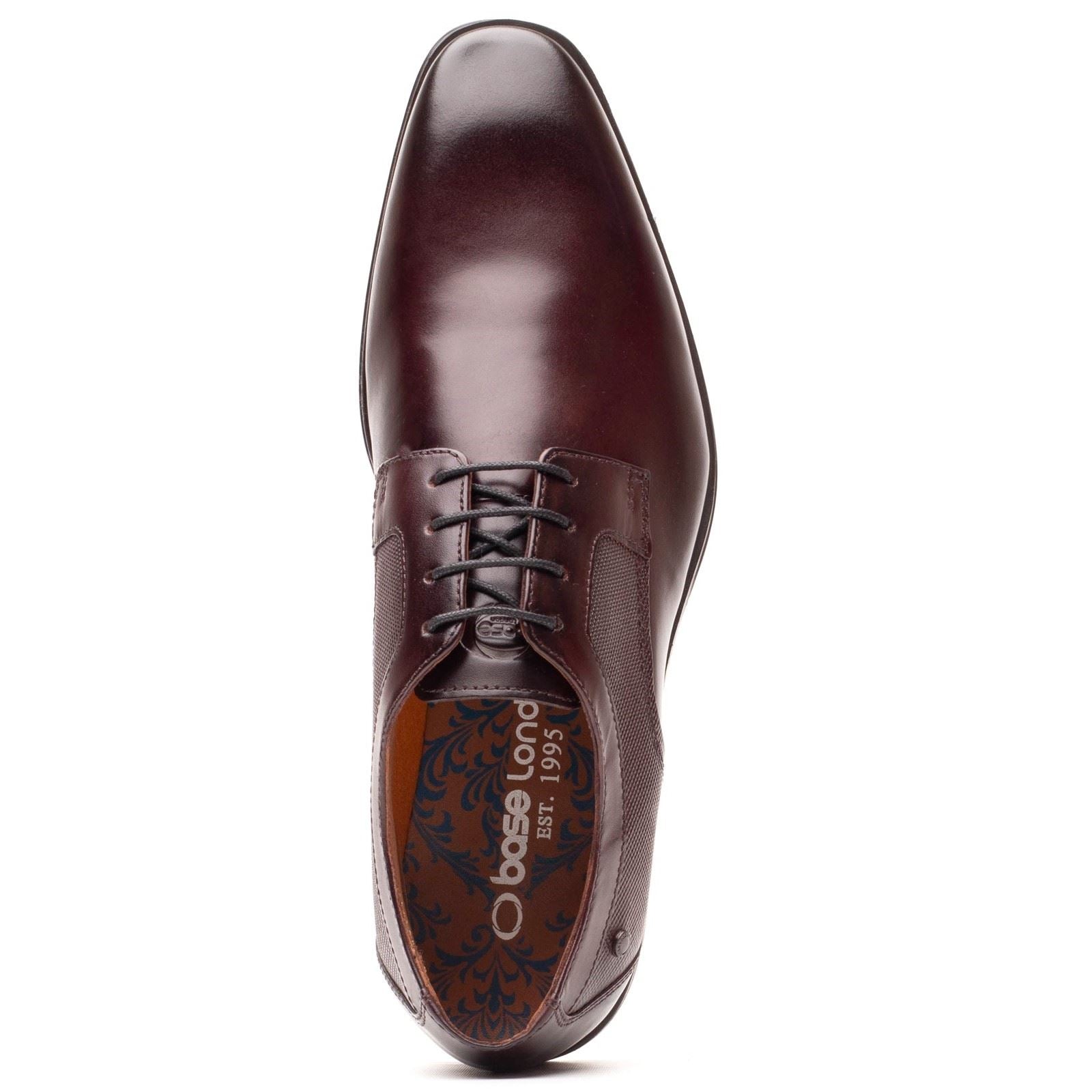 Base London Dome Chaussures À Lacets En Cuir Pour Hommes Marron Brûlé