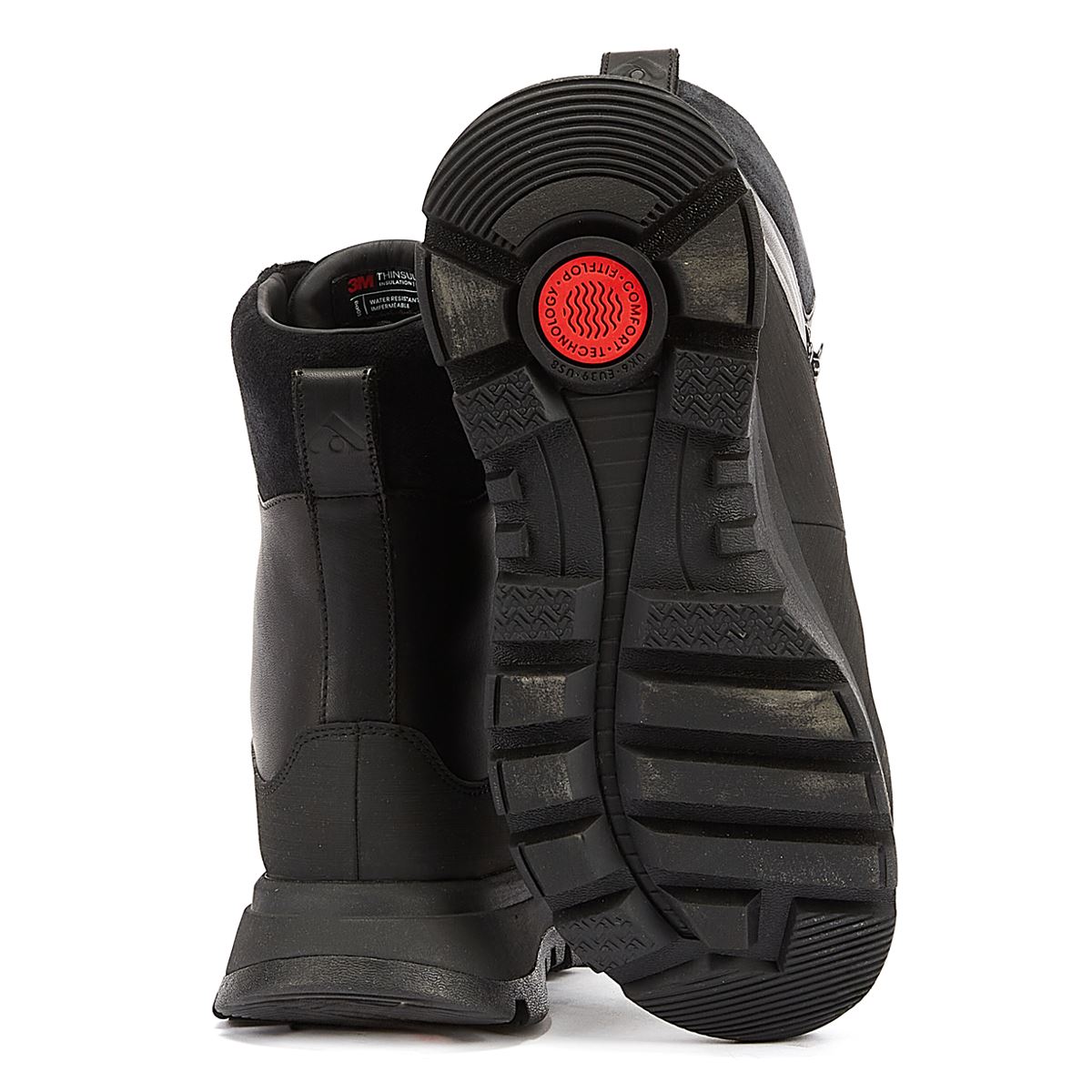 FitFlop Bottes Noires En Cuir Pour Femme Neo D-Hyker.