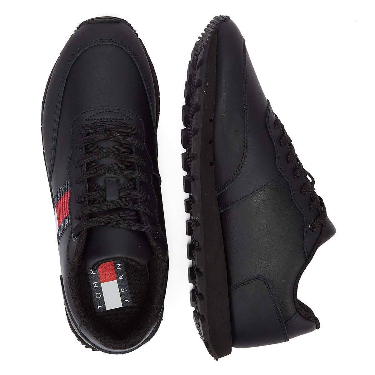 Tommy Hilfiger Tommy Jeans Leather Runner Hommes Noir Trainer