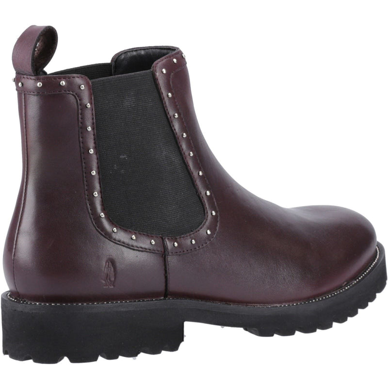 Hush Puppies Gwyneth Bottes Chelsea Plates En Cuir Prune Pour Femmes