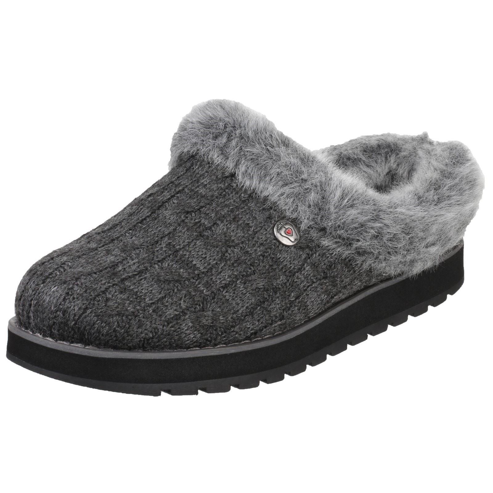 Skechers Keepsakes Ice Angel Chaussons Pour Femmes En Synthétique Gris Anthracite