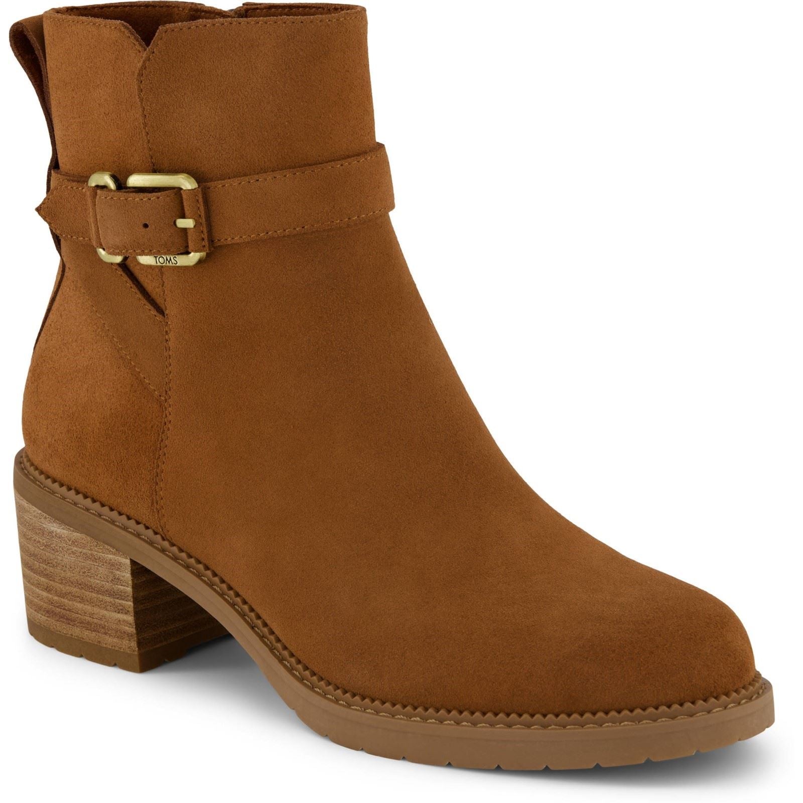 TOMS Hailey Buckle Bottines À Talons En Cuir Pour Femmes Couleur Ambre Marron