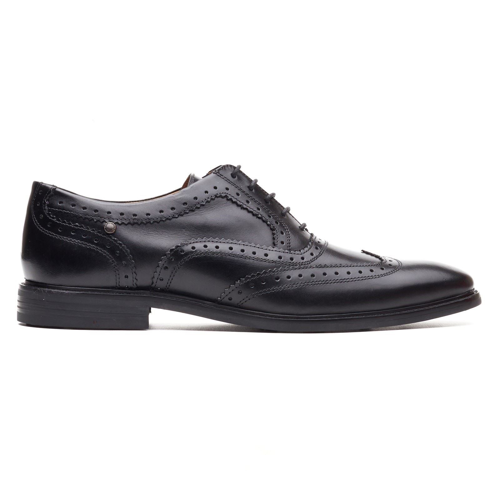 Base London Clarence Brogue Chaussures Derby En Cuir Noir Pour Hommes