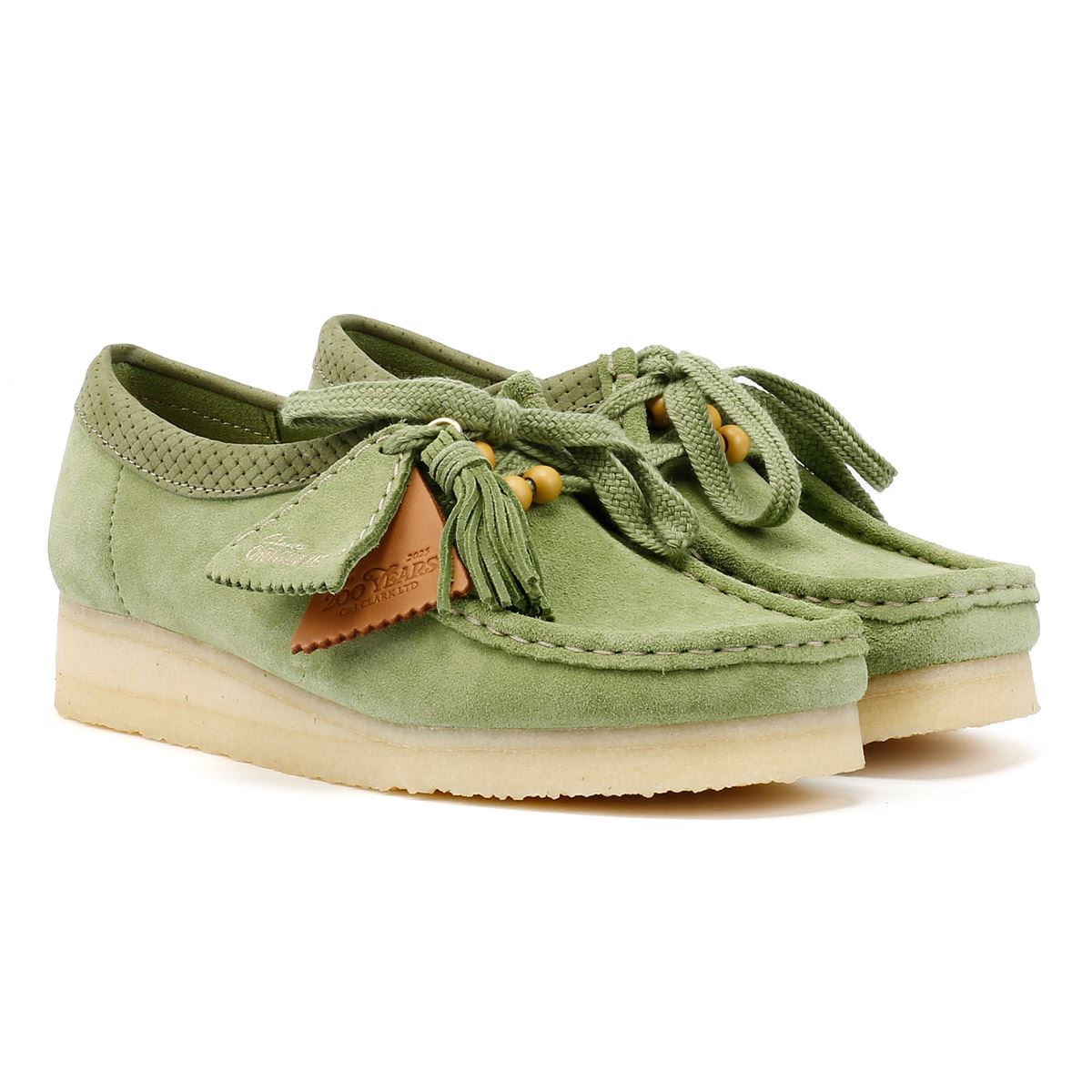 Clarks Originals Wallabee Chaussures Vertes Pour Femmes En Suède