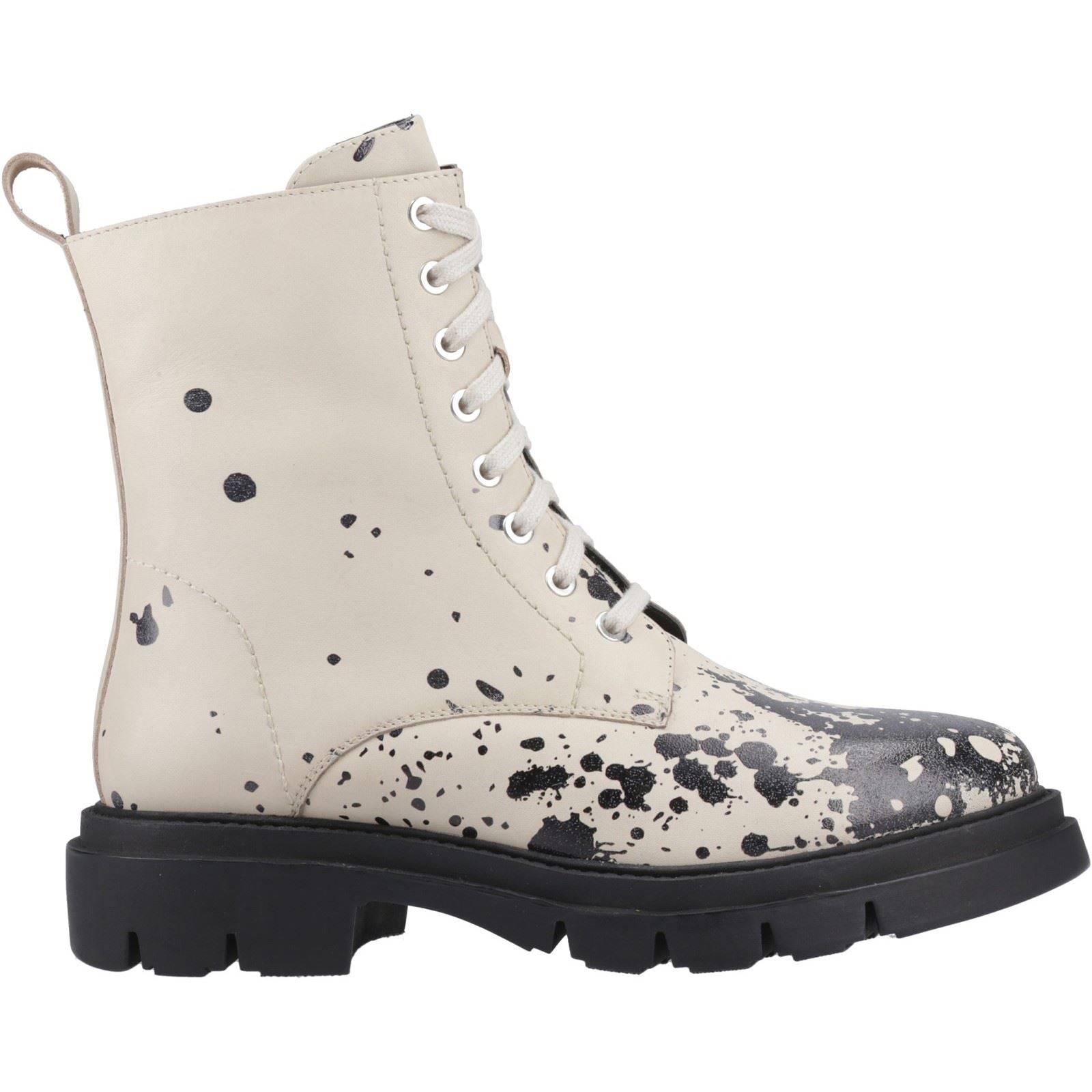 Hush Puppies Rhea Lace Bottes Beige En Cuir Pour Femmes