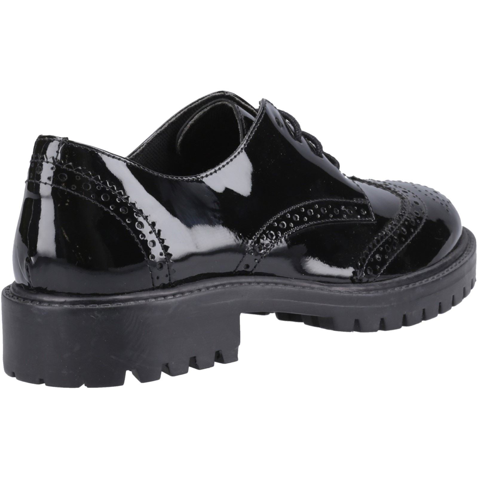 Hush Puppies Athena Patent Chaussures Noires Pour Filles En Cuir