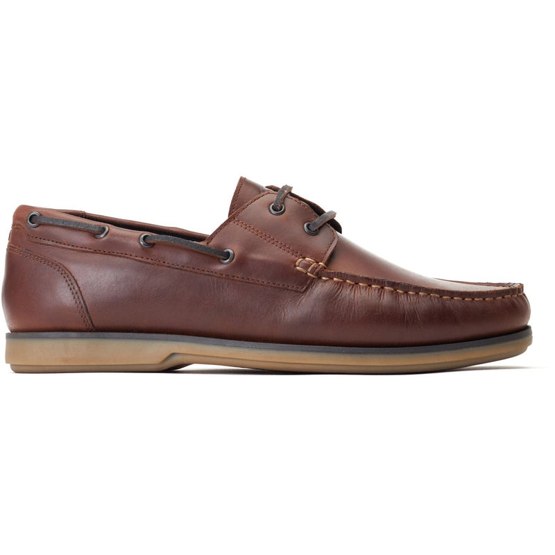 Base London Stern Chaussures Bateau En Cuir Pour Homme, Marron Brûlé