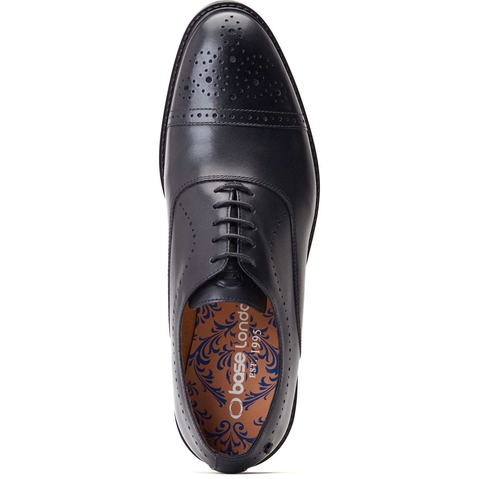 Base London Corbin Chaussures Oxford Noires En Cuir Pour Hommes