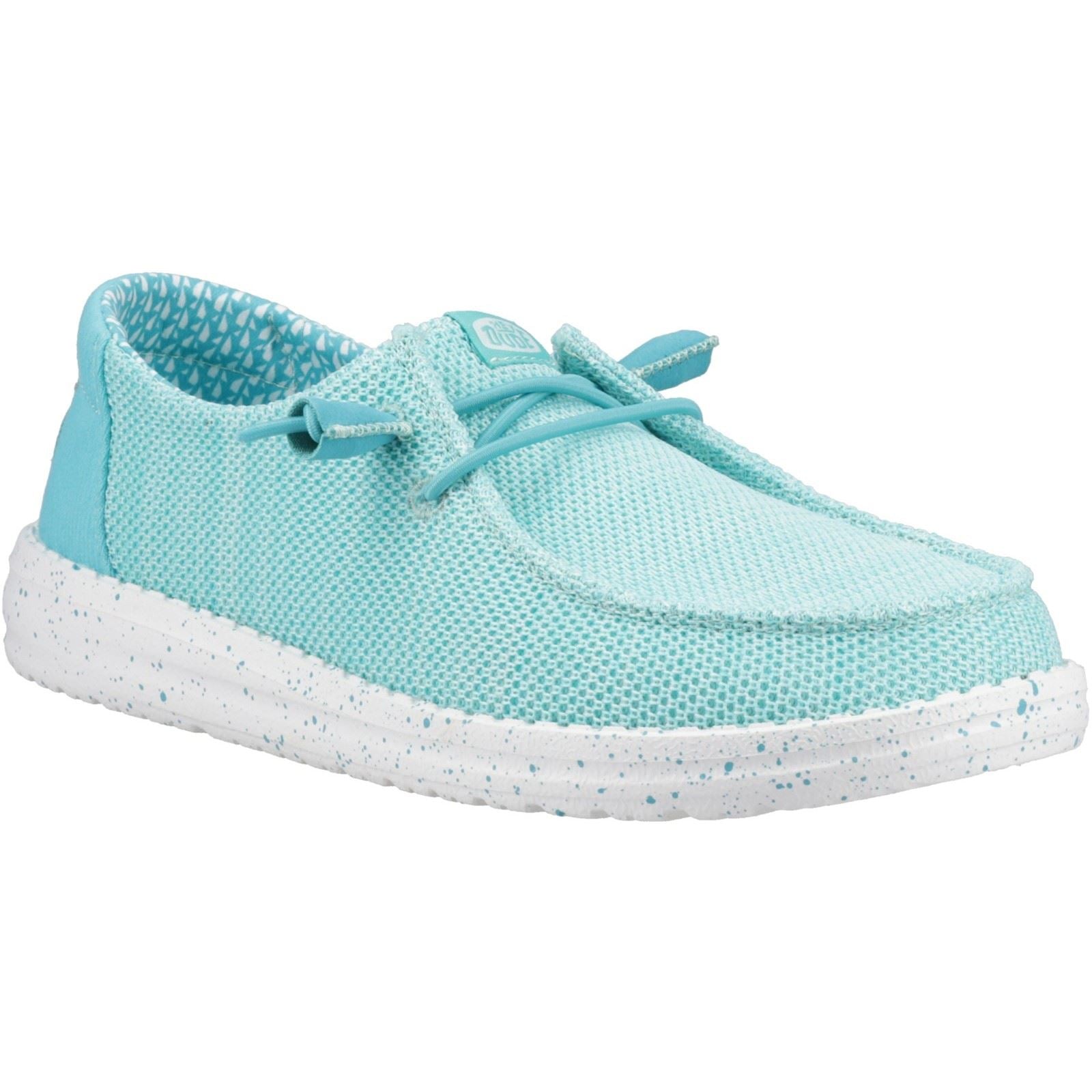 HEYDUDE Wendy Stretch Sox Chaussures Mocassins Bleues En Céramique Pour Femmes En Mélange De Polyester
