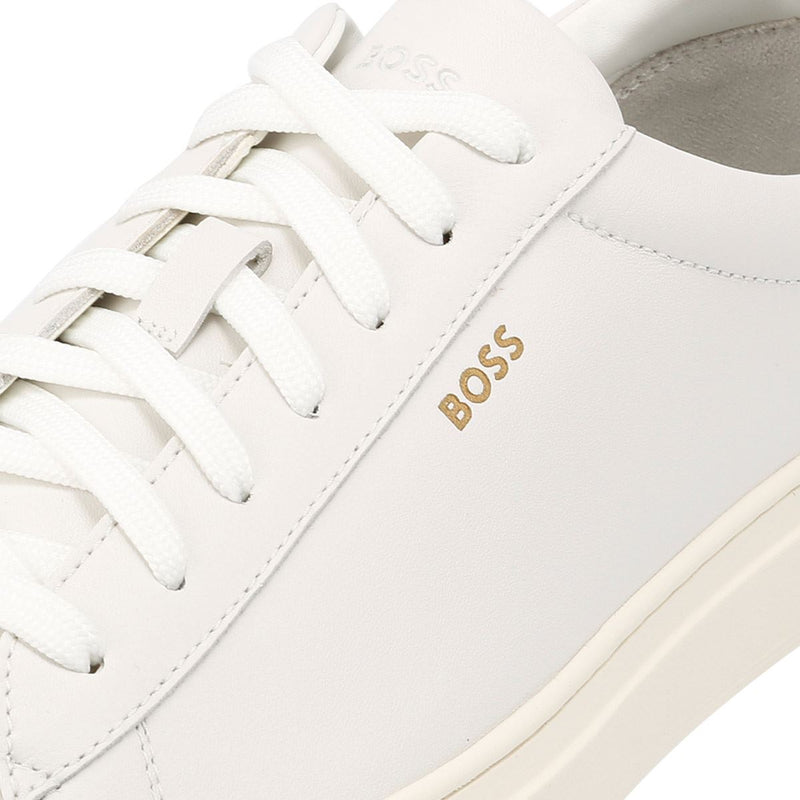 Boss Kieran Tennis Baskets Blanches En Cuir Pour Hommes
