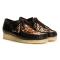 Clarks Originals Wallabee Cow Print Chaussures En Cuir Marron À Lacets Pour Homme