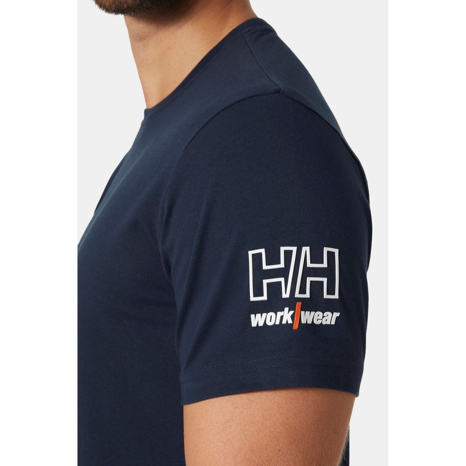 Helly Hansen Workwear Kensington T-Shirts Pour Hommes En Coton Bleu À Manches Courtes