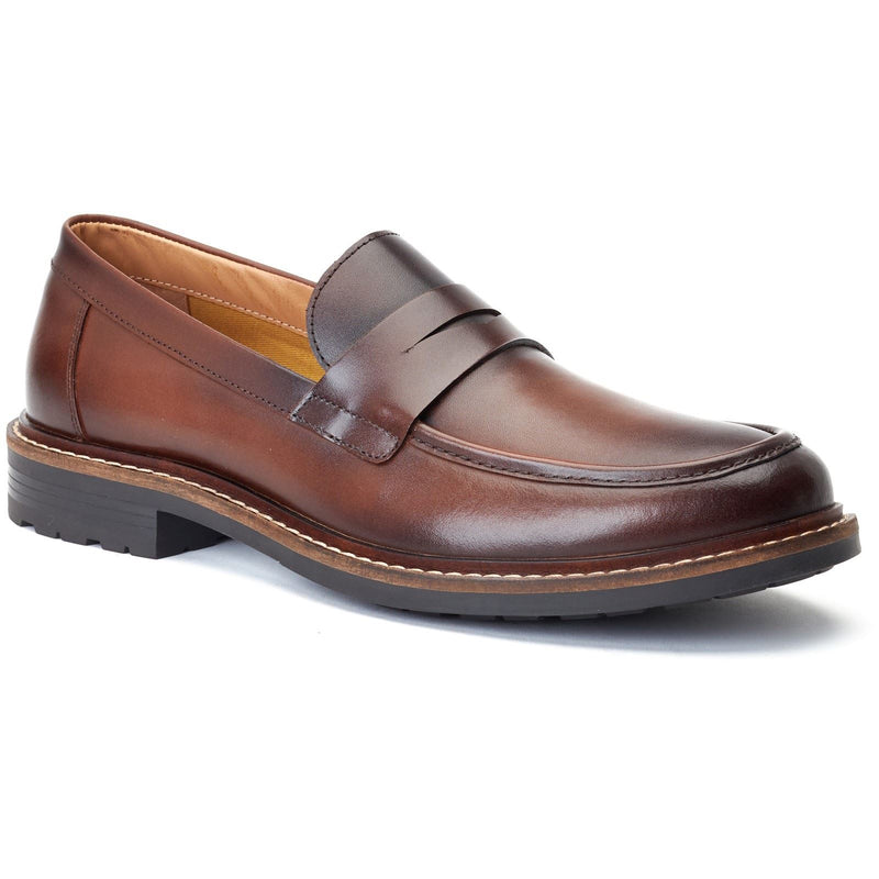 Base London Ivey Chaussures Loafers Marron Brûlé Pour Hommes En Cuir