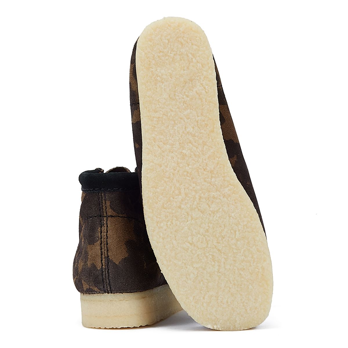 Clarks Originals Bottes Pour Femmes En Noir/Kaki À Motif Floral Wallabee