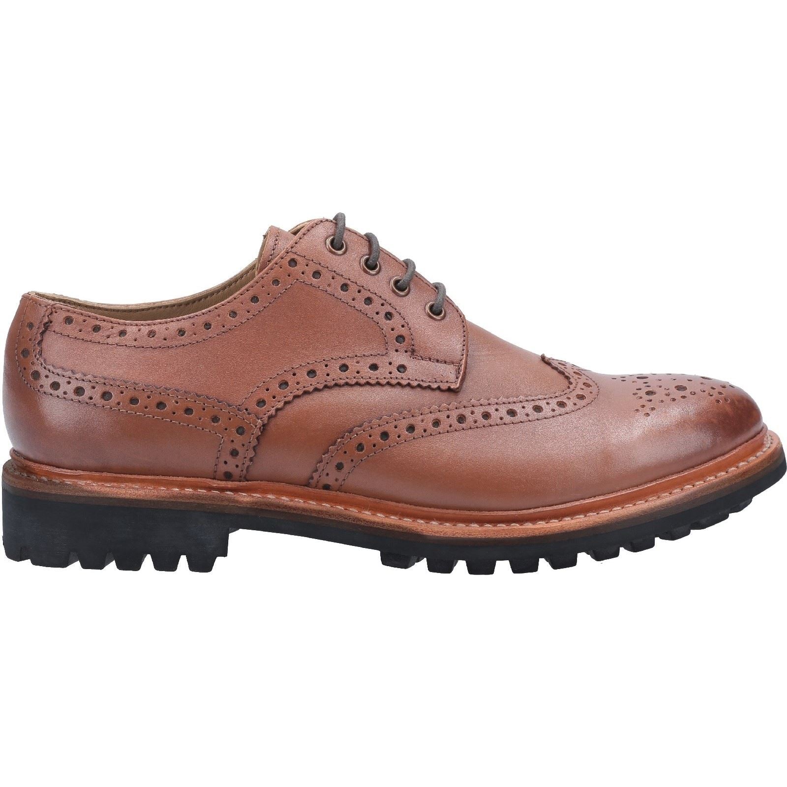 Cotswold Quenington Commando Chaussures En Cuir Marron À Lacets Pour Homme