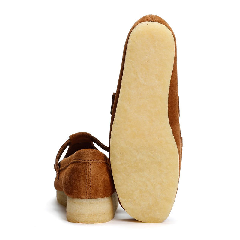 Clarks Originals Wallabee T Bar Chaussures Pour Femmes En Suède Marron