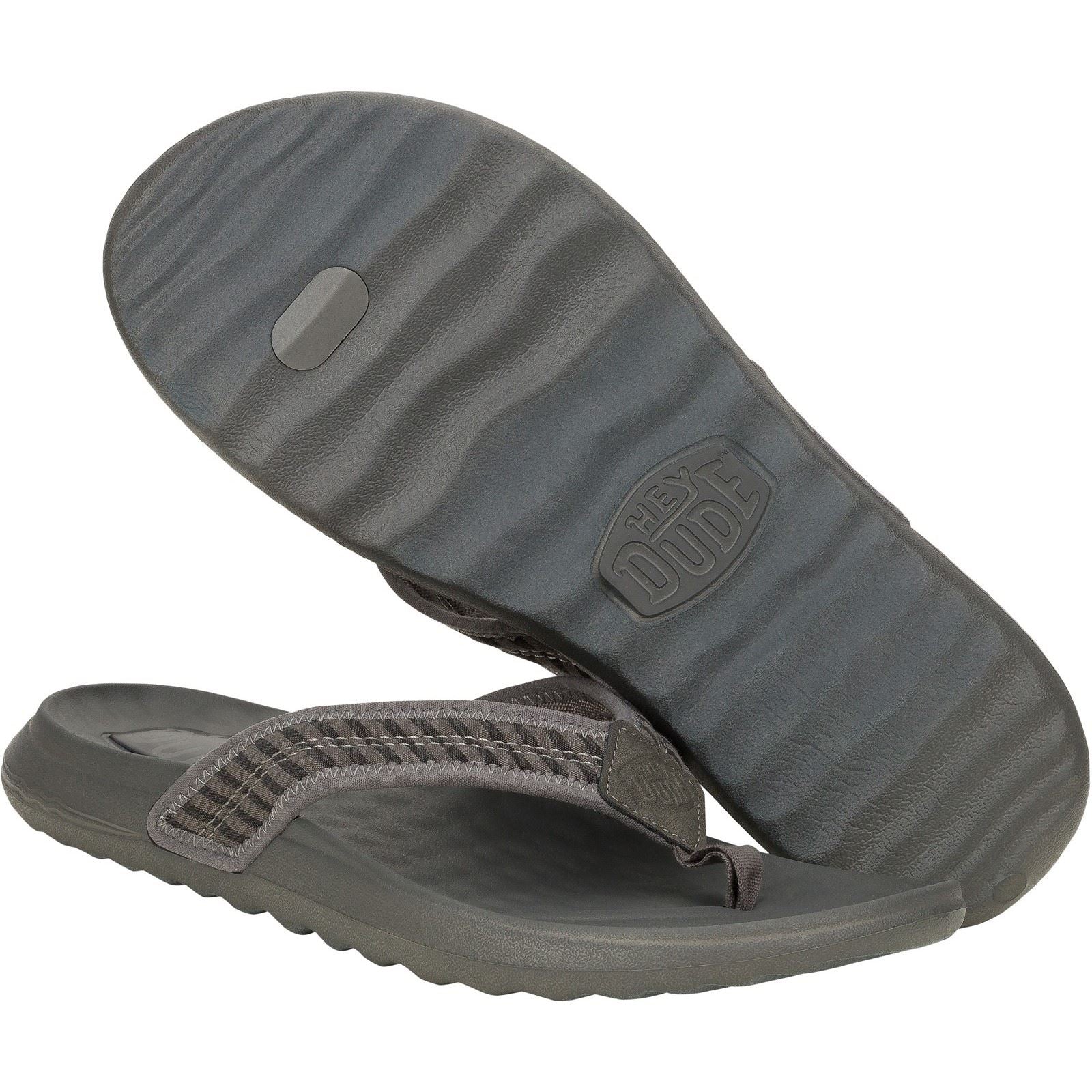 HEYDUDE Myers Flip Nu Prep Tongs Pour Hommes En Mélange De Coton Noir/Gris Granit