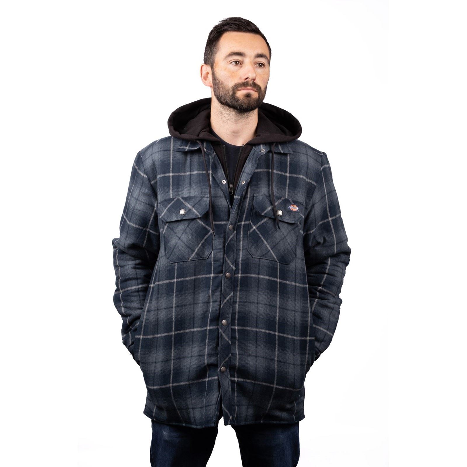 Dickies Fleece Hood Flannel Veste Chemise Bleue Pour Homme
