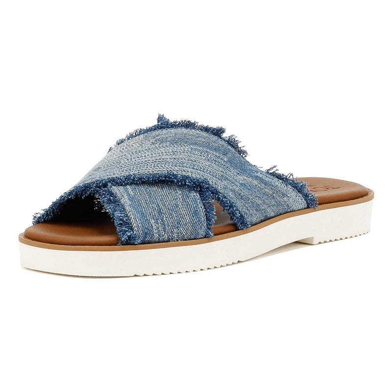TOMS Mae Crossover Sandales Bleues En Denim Pour Femme