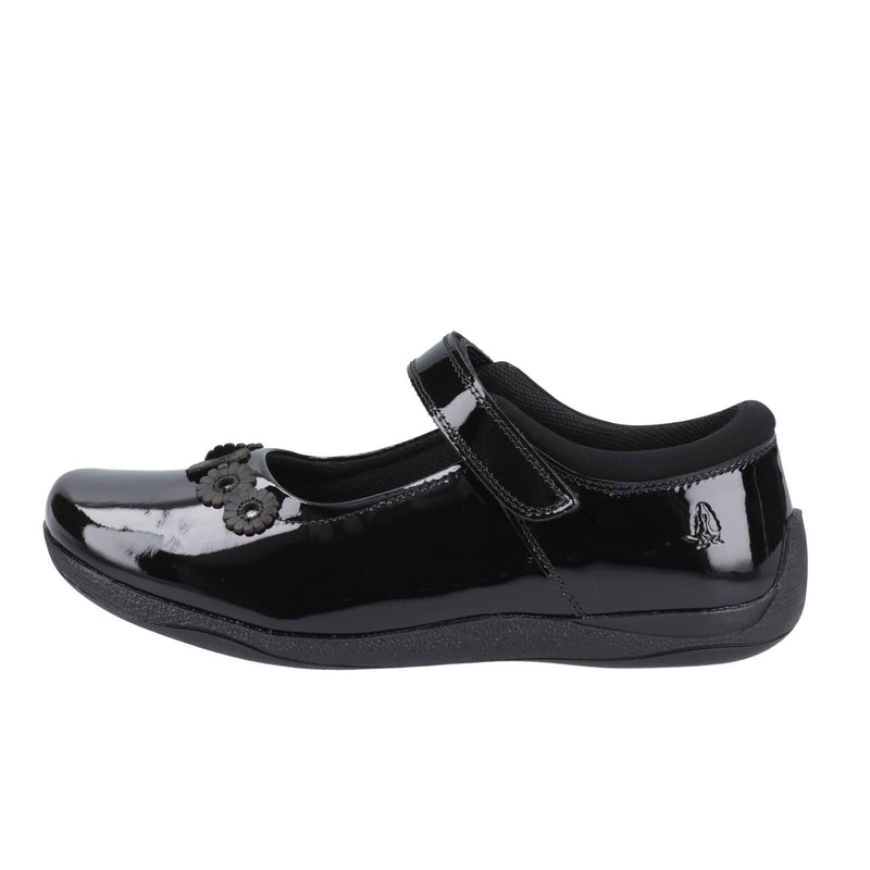 Hush Puppies Christina Patent Senior Chaussures Noires Pour Filles En Cuir