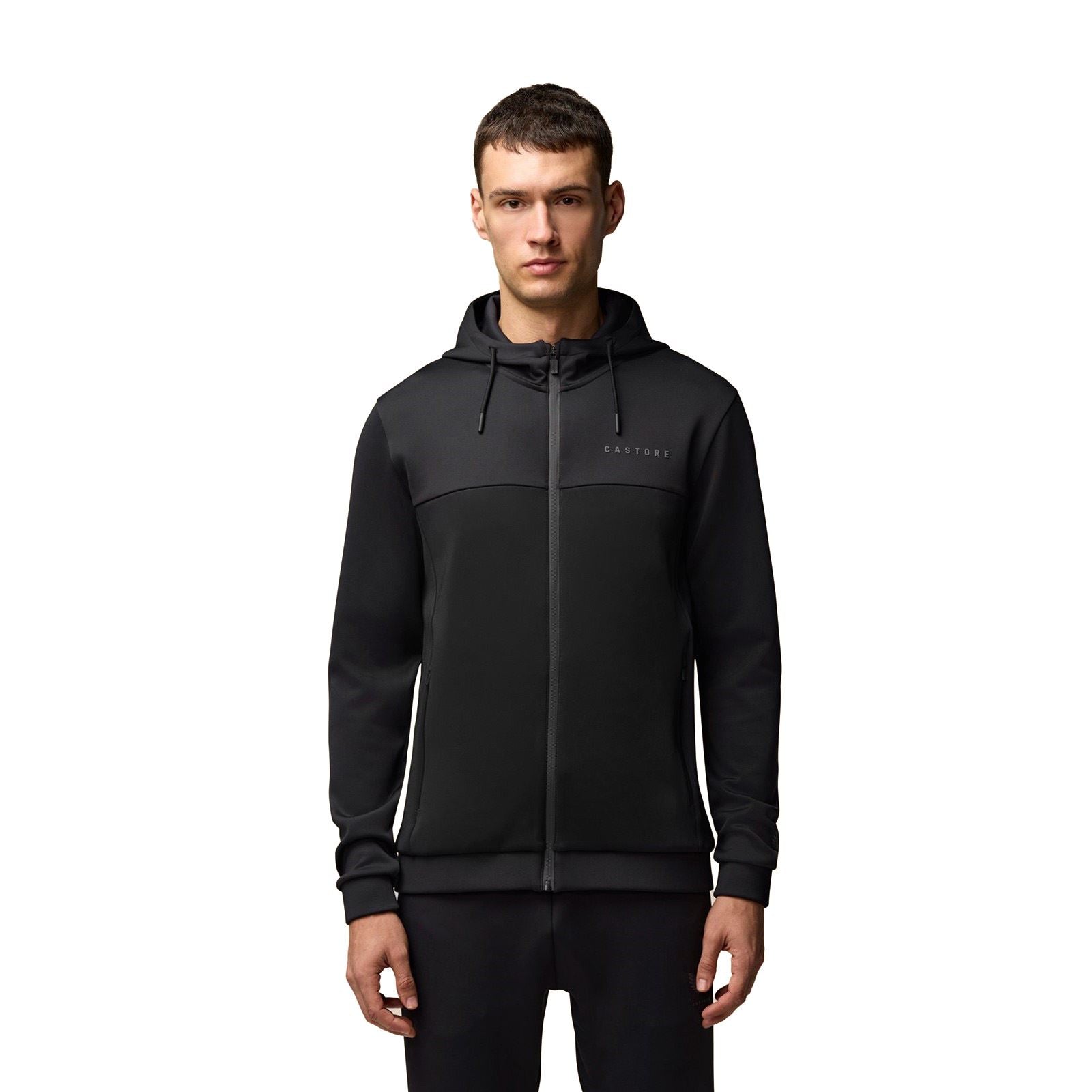 Castore Scuba Full Zip Through Hoody Sweat À Capuche Noir En Polyester Pour Homme